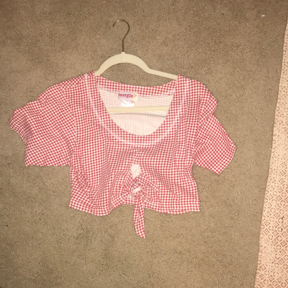 Gingham Crop, red plaid